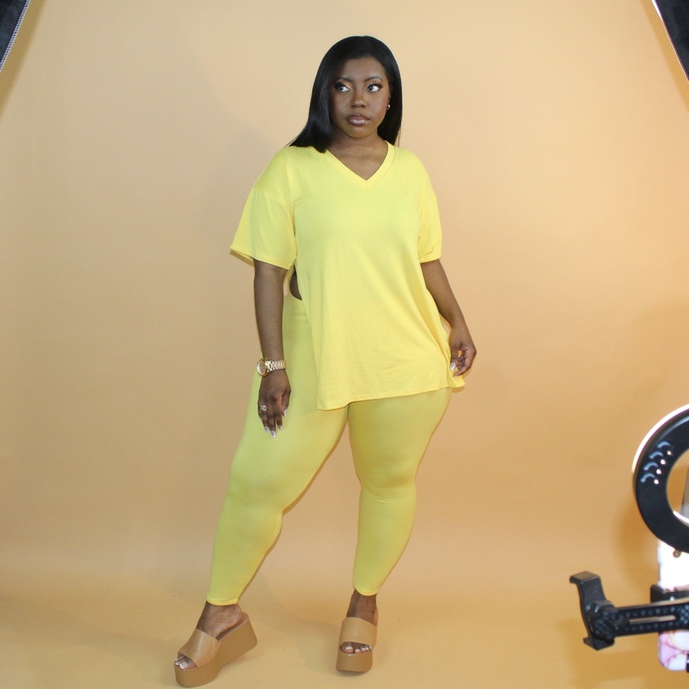 Yellow Brushed Microfiber Loungewear Set